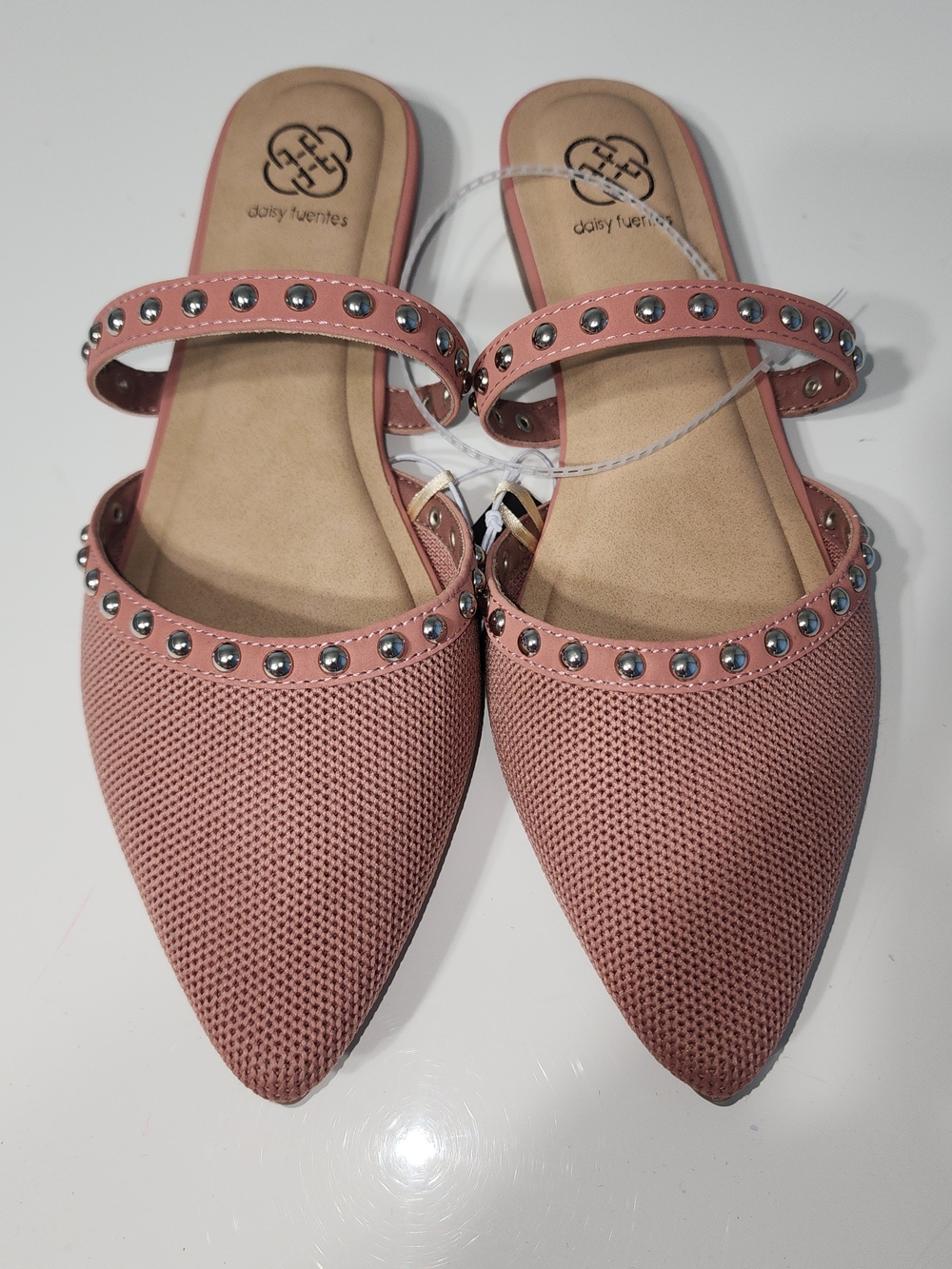 Daisy Fuentes Pink Studded Pointed Mules Size 7.5 Stylish And Comfortable
